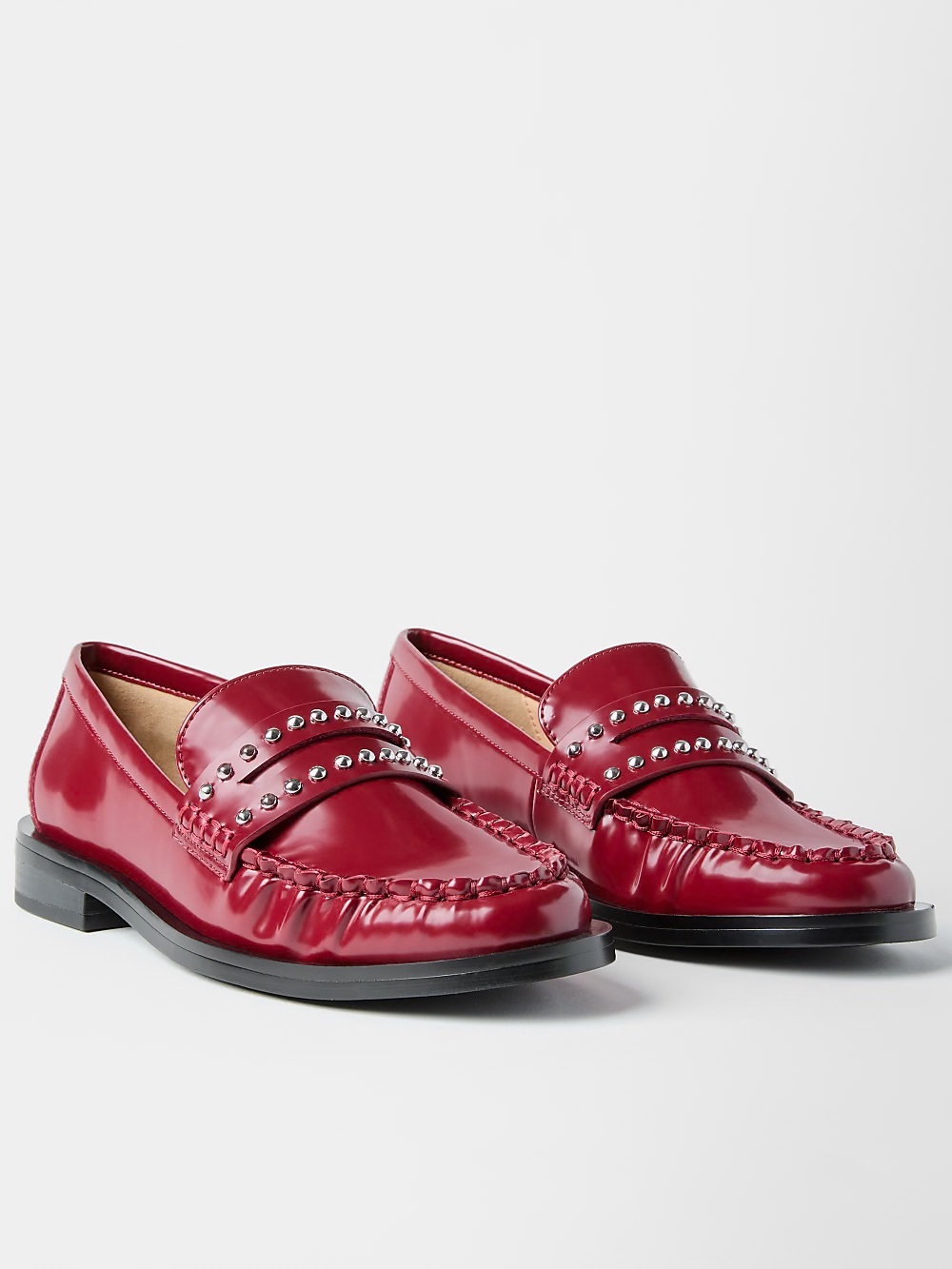 LOFT Studded Penny Loafers Burgundy Red Slip On Shoes Women’s Size 10 NWT
